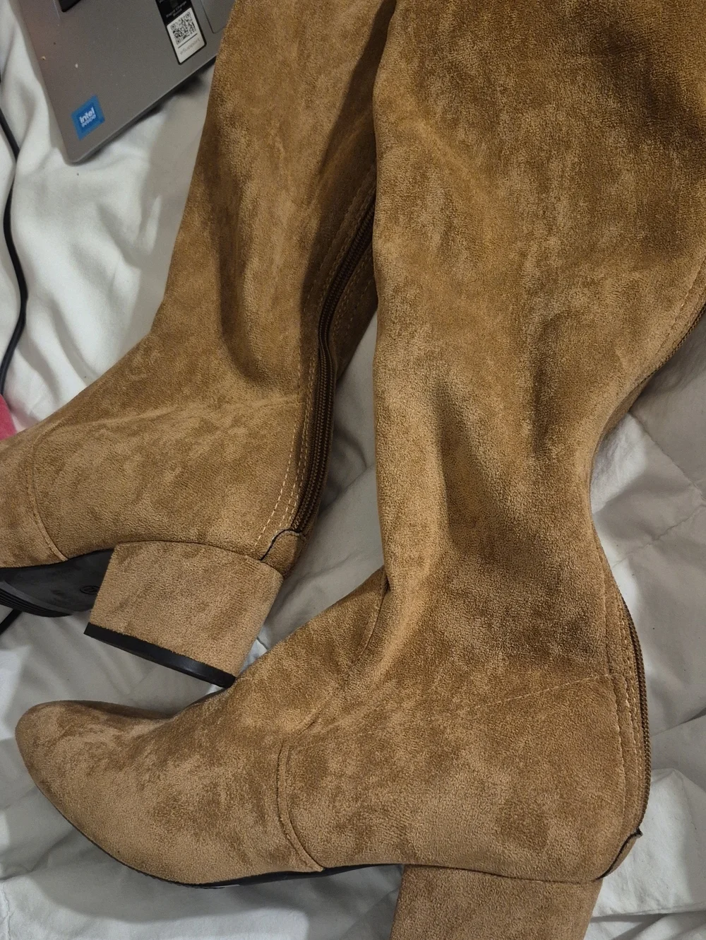 Women's Over-the-Knee Block Heel Boots - Brown Suede